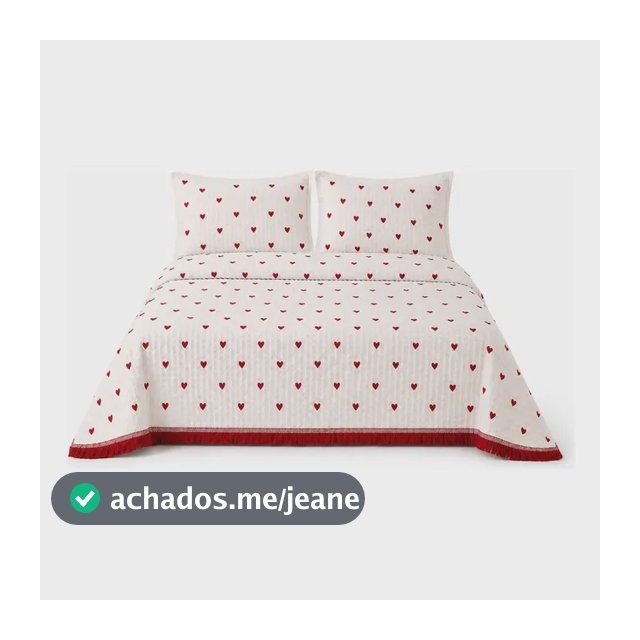 Colcha Cobre Leito Queen Piquet Coração Com Franja Ss Têxtil Branco
