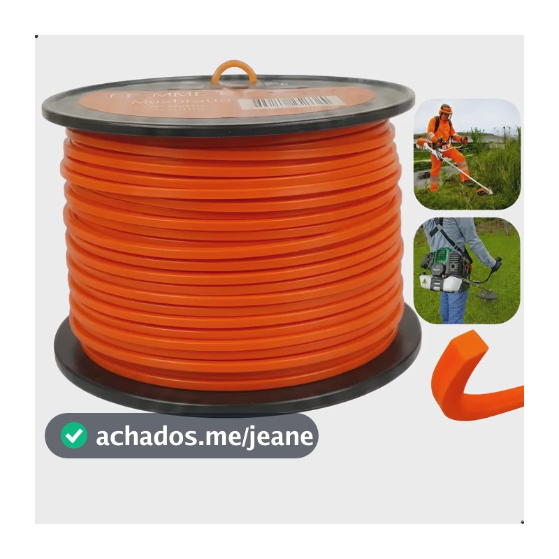 Fio Nylon 3mm Quadrado 113m 1kg Roçadeira Bobina Rolo Grama 3mm X 113m 1kg