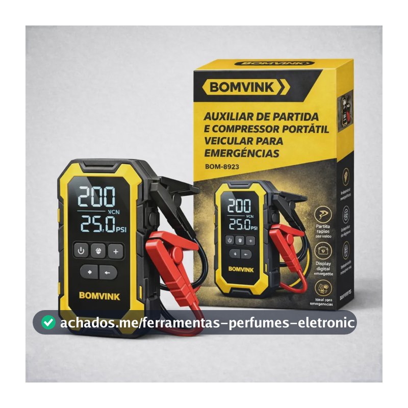 Auxiliar De Partida Compressor De Ar Portátil Carro Pneu Preto/amarelo 12 60 Bifásica