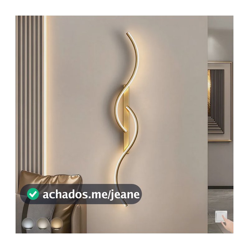 Luminaria De Corredor Arandela Linear Interna Para Salón Led 127/220v Dourado