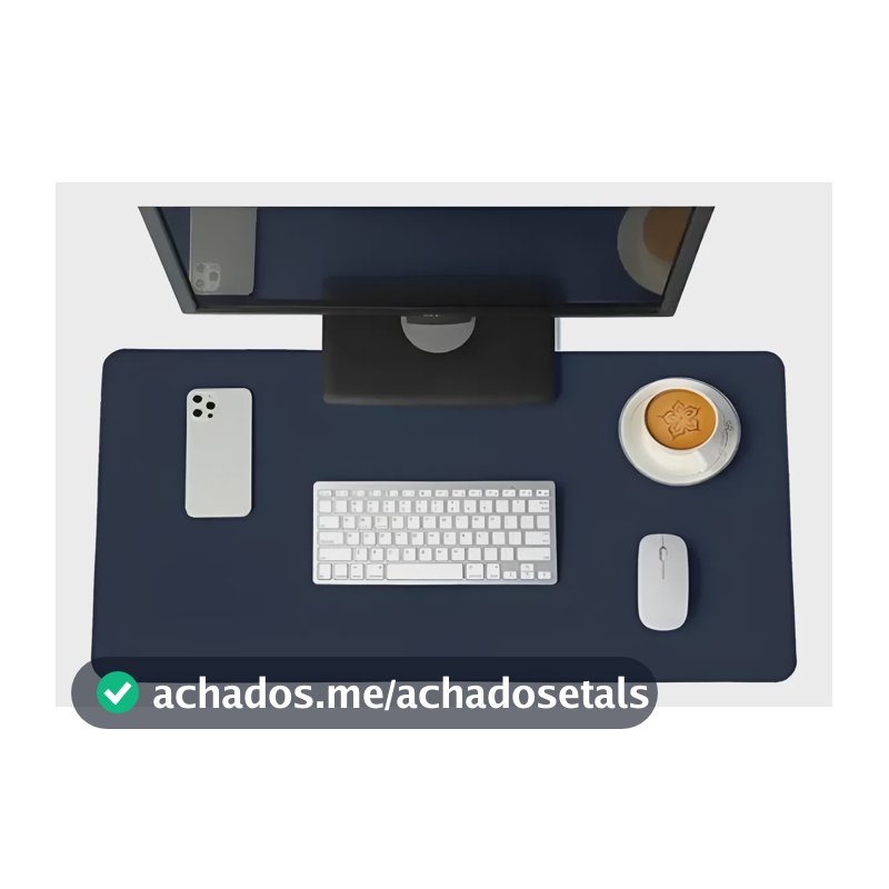 Mousepad Extra Grande Azul Marinho 90x40 cm Deskpad Couro Antiderrapante Mesa Computador Notebook - KingPad