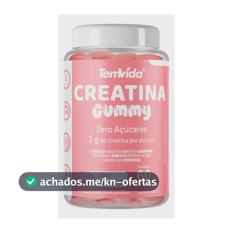 Creatina Gummy em Gomas Zero Açúcar 60 Unidades 3g Tem Vida