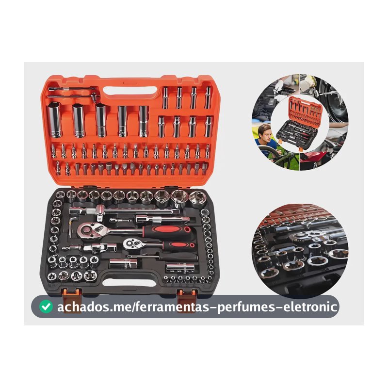Kit 108 Peças Soquete 1/2aço Crv Profissional Pronta Entrega Laranja