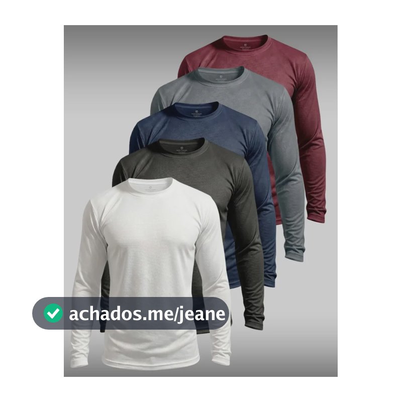 Kit 5 Camisetas Térmica Masculina Manga Longa  Dry Fit Branca-preta-marinho-cinza-vinho Gg