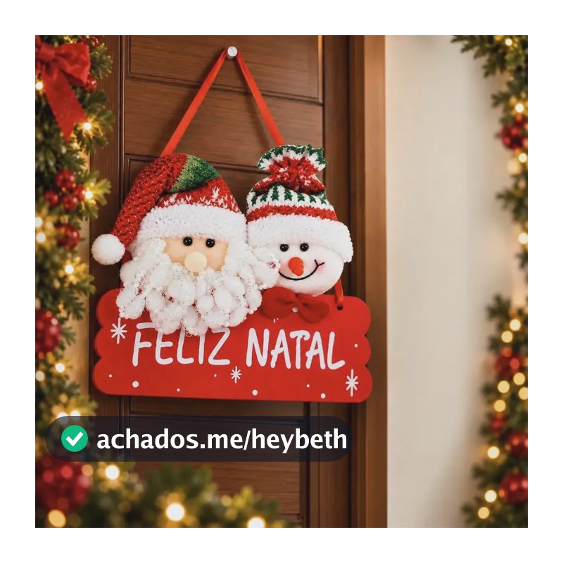Enfeite Porta Feliz Natal Para Pendurar Guirlanda Decoração
