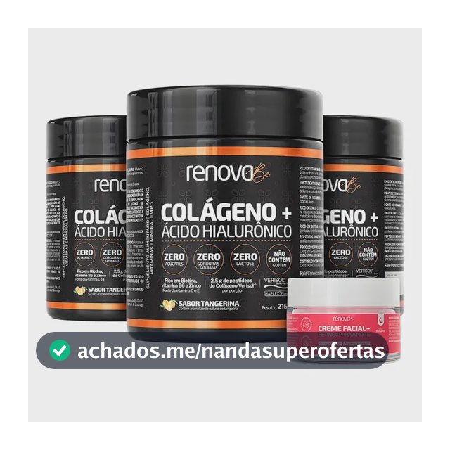 Kit Colágeno Renova Be Verisol para Pele com Ácido Hialurônico e Biotina Sabor Tangerina