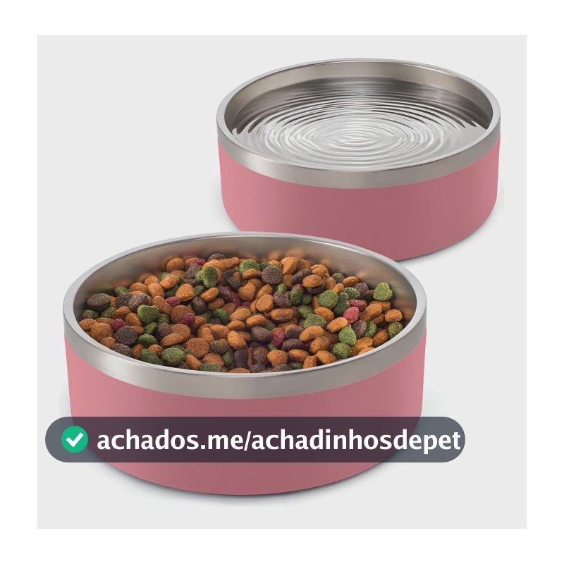 Kit 2 Comedouros Cachorro Pet Aço Inox 946ml Madog Rosa