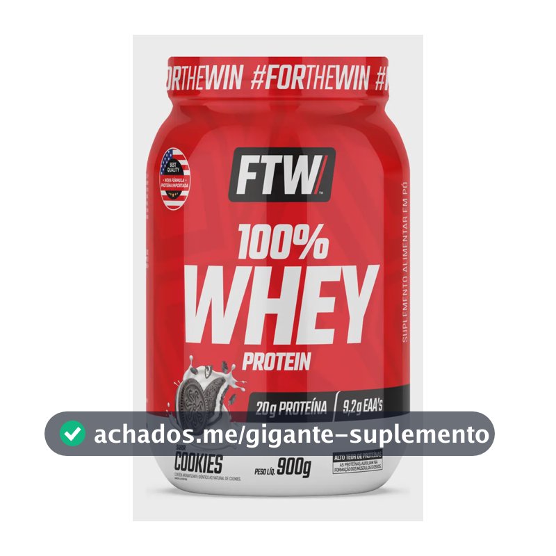 Whey Protein 100% Concentrado Pote 900g Sabor Cookies - FTW