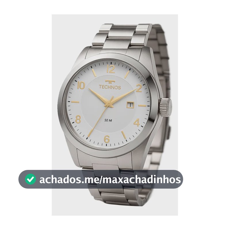 Relógio Technos Masculino Steel Prata Quartz Aço Inox Com Calendário