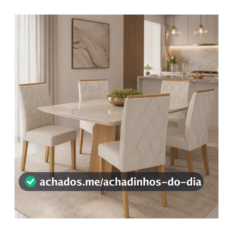 Kit 6 Cadeiras Henn Vita Sala De Jantar Estofadas Suede Nature/linho
