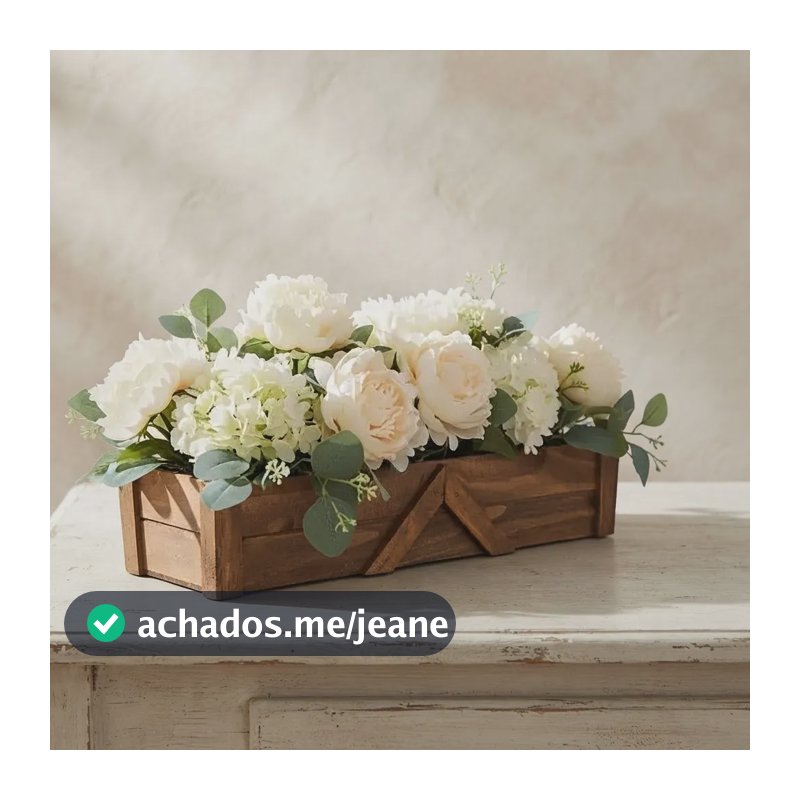 Jardineira Decorativa Vaso De Madeira Para Flores G 75x17x15 Marrom Envelhecido