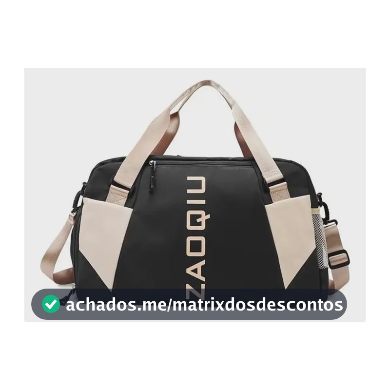 Bolsa de Viagem de Mão Grande Preta para Bordo e Academia