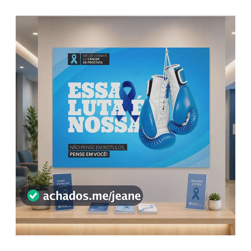 Painel Novembro Azul Retangular Horizontal Decoração Clínica Campanha Saúde do Homem Em Tecido