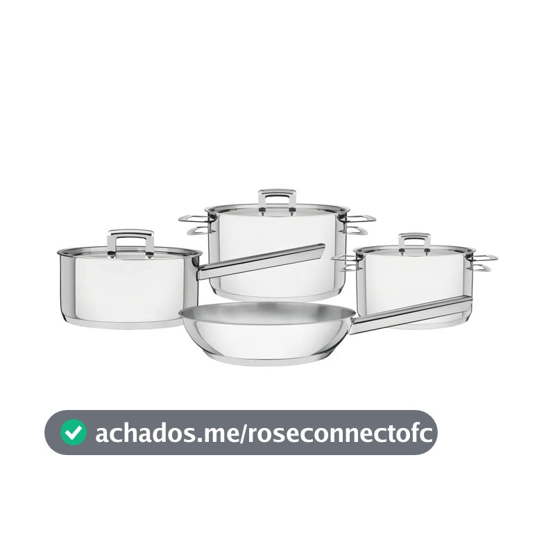 Jogo De Panelas Tramontina Brava Em Aço Inox Fundo Triplo Com Tampa Plana 4 Peças