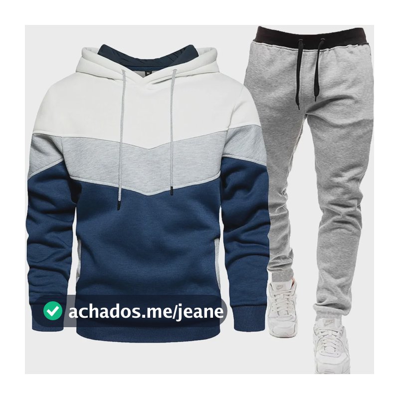Conjunto Moletom Unissex Paris Blusa Frio Calça Confortavel L Cinza
