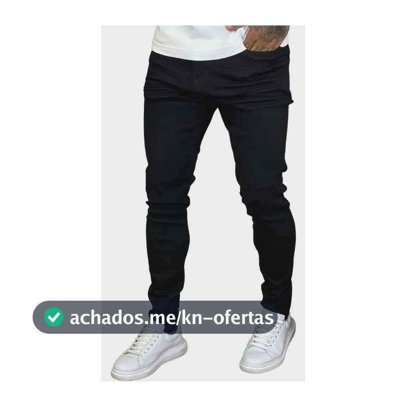 Calça Skinny Preta Masculina Jeans Com Elastano Lycra Preto 36