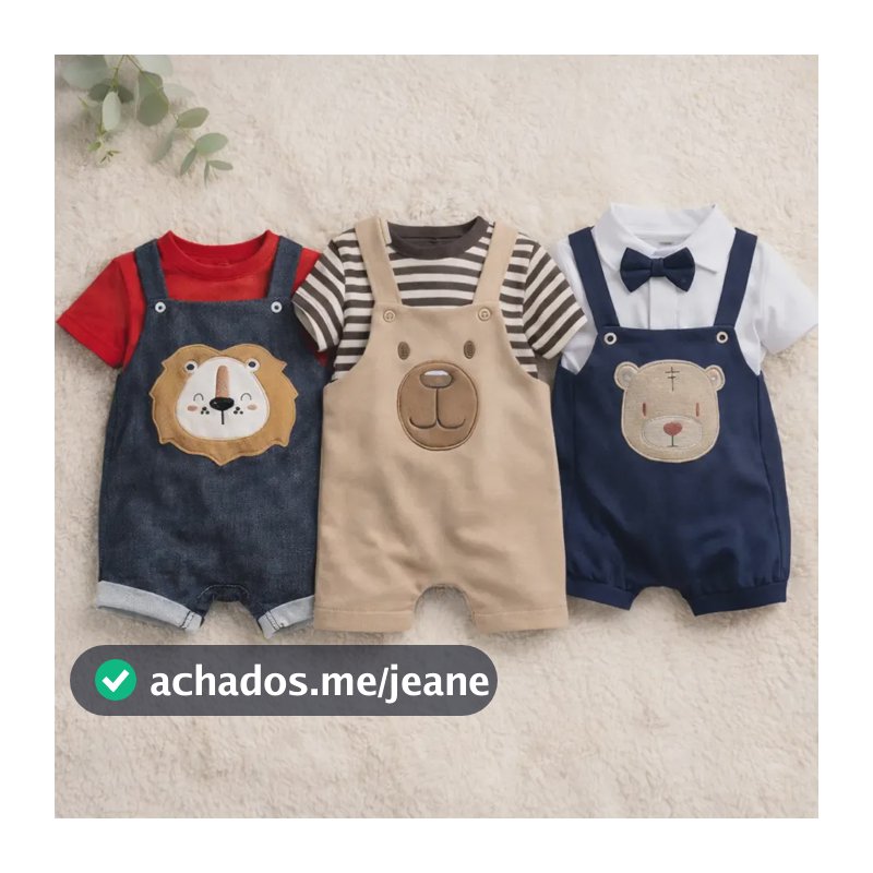 Kit 3 Conjuntos Bebê Menino Verão Roupa Bordado Masculino Bb Cor Multicolorido Tamanho G (8-11meses)