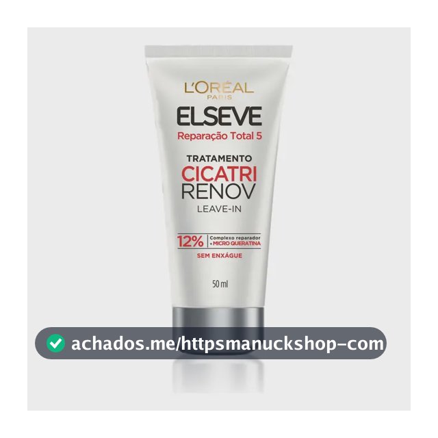 L'Oréal Paris Elseve Reparação Total 5 Leave-in Cicatri Renov, Plástica Capilar 10 em 1, com Cicatri-Ceramida, Reparação Instantânea, Anti-Frizz e Proteção Térmica, 50ml
