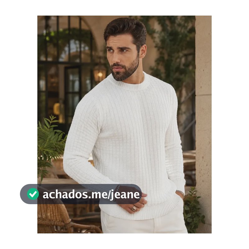 Blusa De Frio Suéter Masculino Lã Tricot Moderna Branco Links G