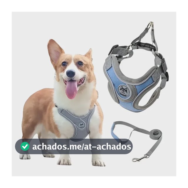 Coleira Peitoral Ajustavel Para Cachorro Reflexiva Com Guia