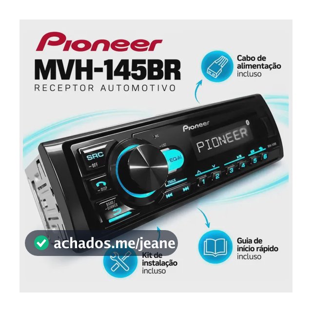 Radio Pioneer Bluetooth Automotivo Mvh-145br Usb Mp3 Fm