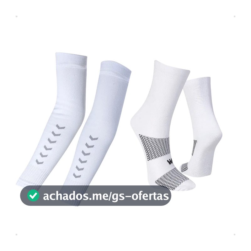 Kit Manguito + Meia Poliamida Unissex Corrida Ciclismo Bike Cor Branco Tamanho 34-39