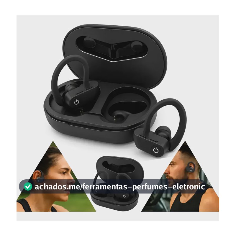 Fone Esportivo Bluetooth Corrida Sem Fio Prova Àgua Ciclismo Preto