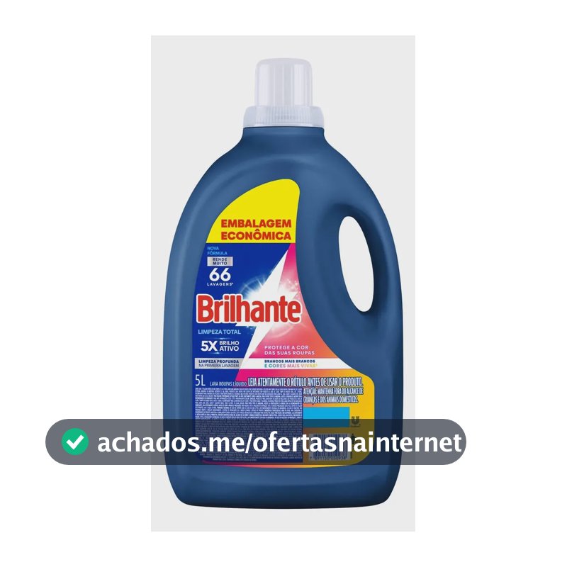 Lava Roupas Líquido Brilhante Limpeza Total 5 L Tira Manchas