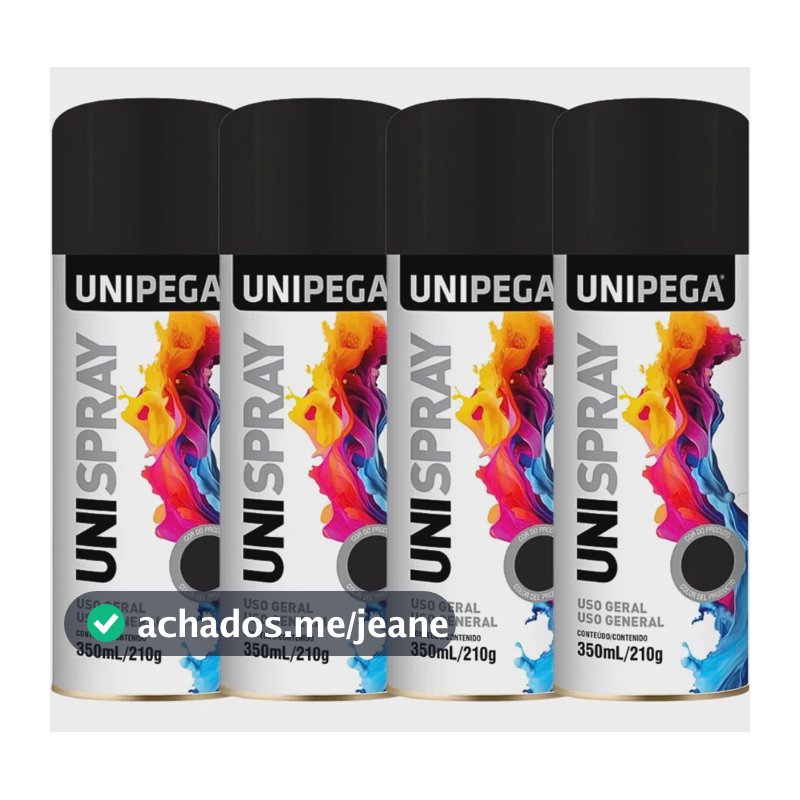 Kit 4 Tinta Spray Uso Geral Pintura Todas Cores Automotivo Preto Fosco