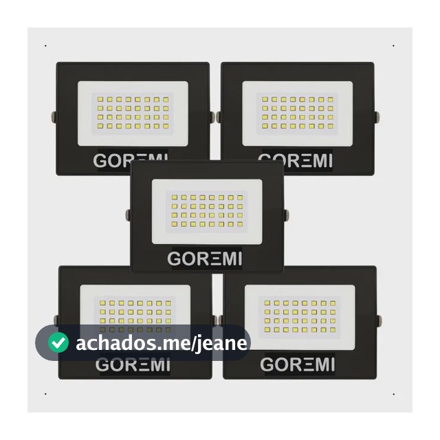 Kit 5 Holofote Refletor Led Eco Pro 100w C/ 3 Opções De Luz