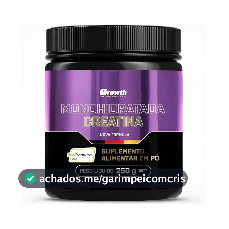 Creatina Creapure Growth 250g Aumento Força Volume Muscular Sabor Natural