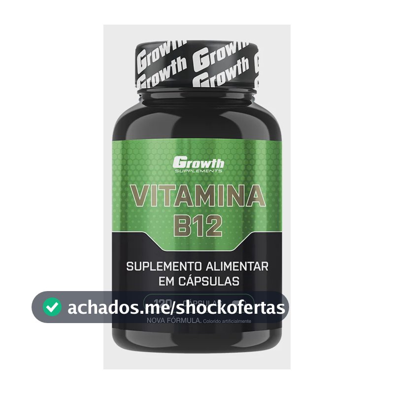 Vitamina B12 Growth Supplements Vitaminas Vit. B12 em cápsula Sem sabor x 100g de 120 un