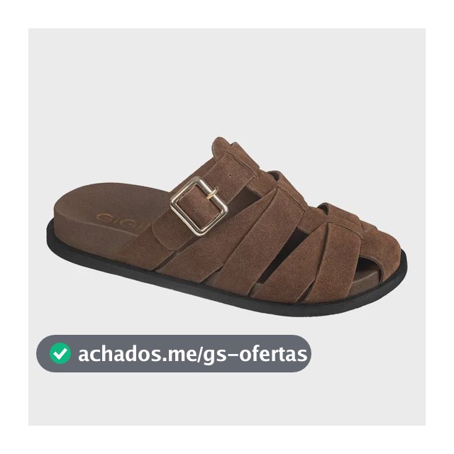 Sandália Feminina Papete Clog Tiras Largas Fivela Gigil