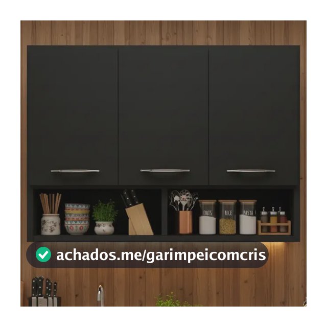 Armario Aéreo Funcional Para Cozinha E Lavanderia Preto