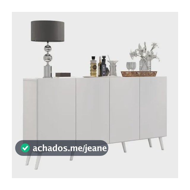 Aparador Buffet 4 Portas com Pés Retrô Veneza Multimóveis Branco