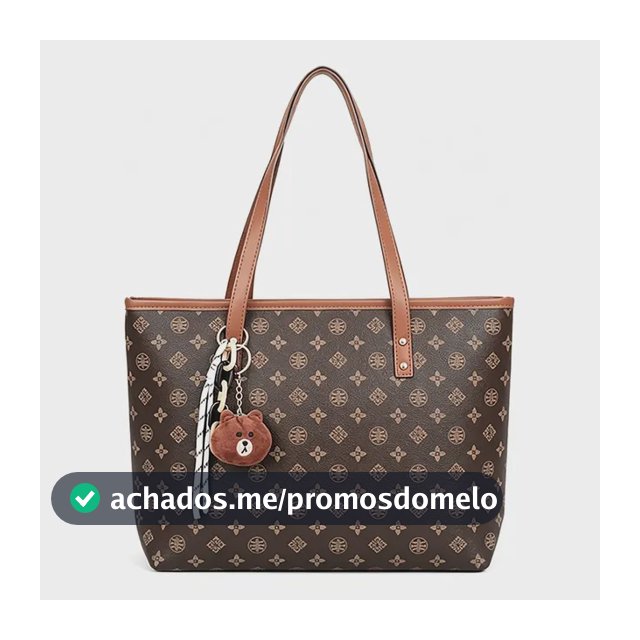 Bolsa Tote Feminina Grande Couro Pu Luxo Monograma Urso