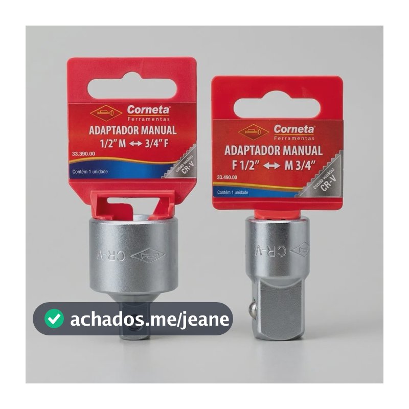 Kit 2 Adaptadores Soquete Manual Macho Fêmea 3/4 . 1/2