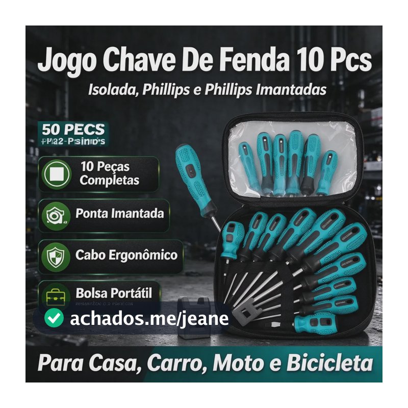 Kit Jogo Chave Fenda E Philips Imantado Profissional 10 Pçs