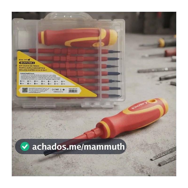 Kit Chave De Fenda Ponta Dupla Magnética Isolada 15 Em 1