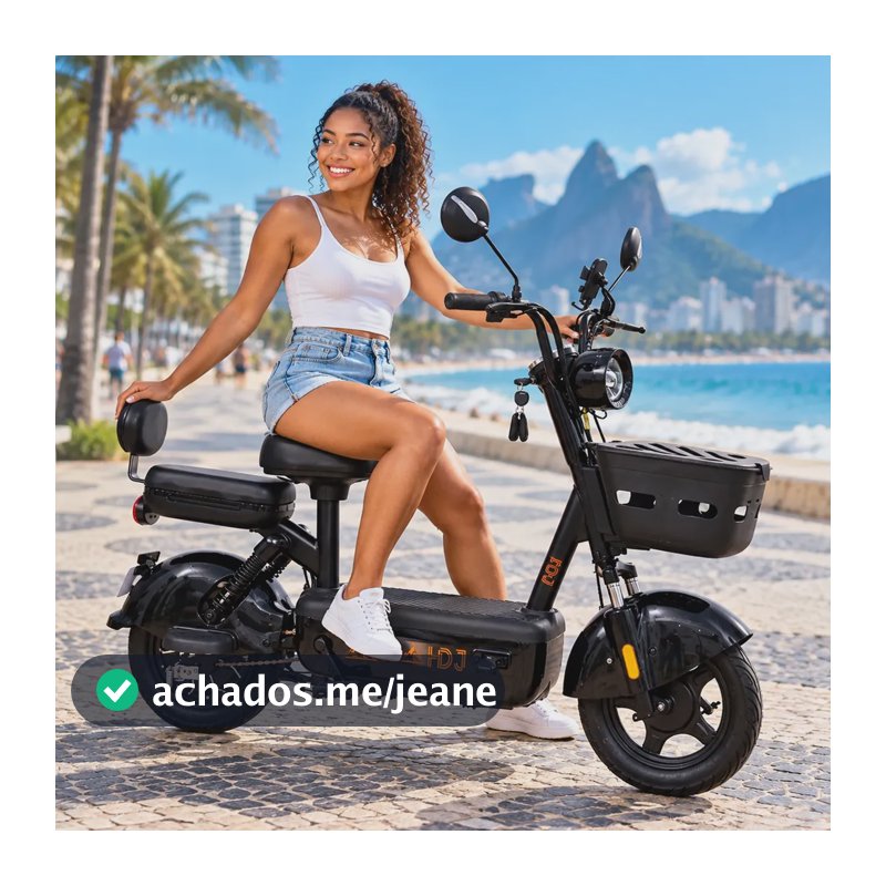 Bicicleta Eletrica Scooter 1000w Bike 60km Bateria Lítio Pre Preto 15010535cm
