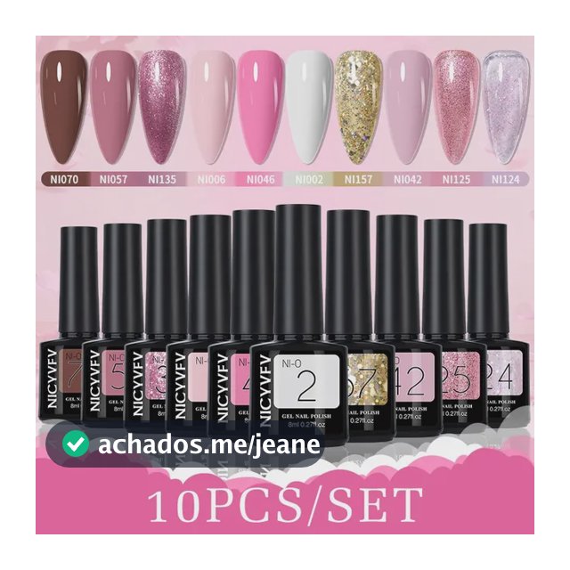 Kit Esmalte Em Gel Uv Led Soak Off 10 Pçs 8 Ml At0004
