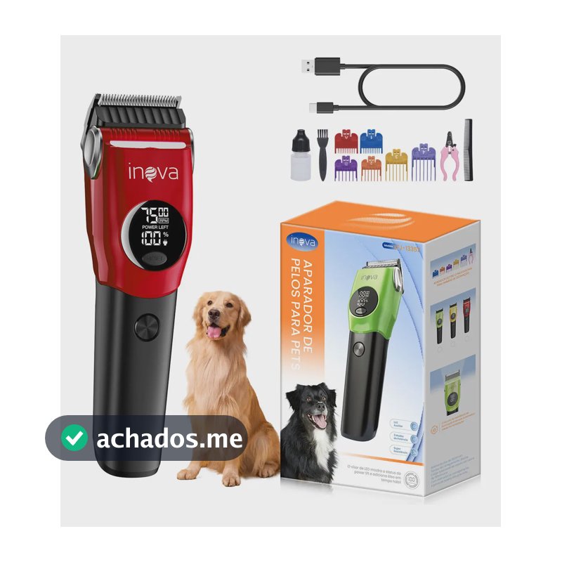 Máquina de Tosa Profissional Sem Fio para Cães e Gatos, Silenciosa e Recarregável Bivolt Com Kit de Acessórios