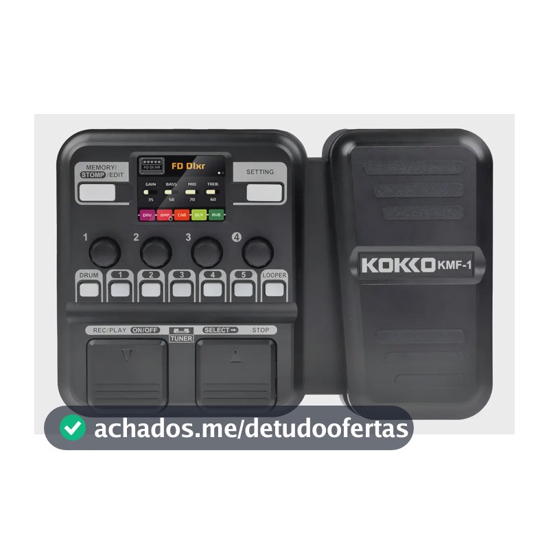Pedal Guitarra Kokko KMF1 Multiefeitos 59 Efeitos LCD Preto