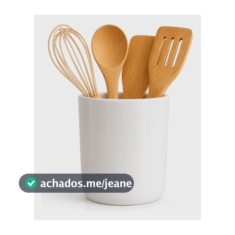 Porta Utensílios Cerâmica Branco Design Minimalista Cozinha Branco