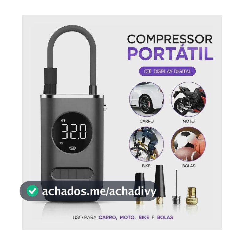 Calibrador De Ar Digital Para Pneu Portátil Compressor Usb Preto