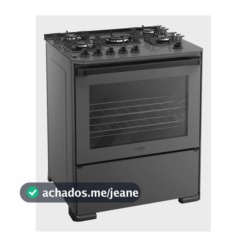 Fogão 5 Bocas Dako Diplomata Mesa de Vidro e Trilha Chama Titanium Bivolt