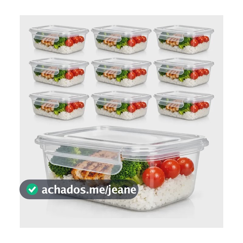 10 Pote Hermético Marmita 750ml Freezer Microondas Fitness Transparente
