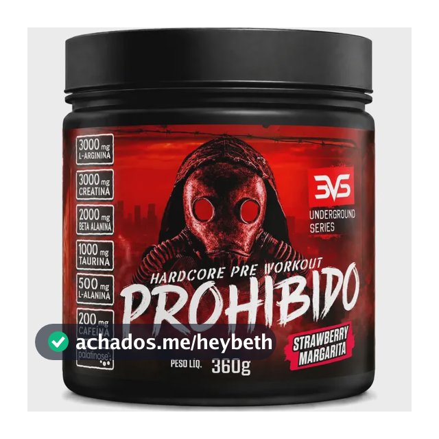 Prohibido Pré Treino 360g - Sabor: Strawberry Margarita (morango) - A Combinação Perfeita De 8 Ingredientes Que Proporcionam Energia Do Início Ao Fim Do Seu Treino