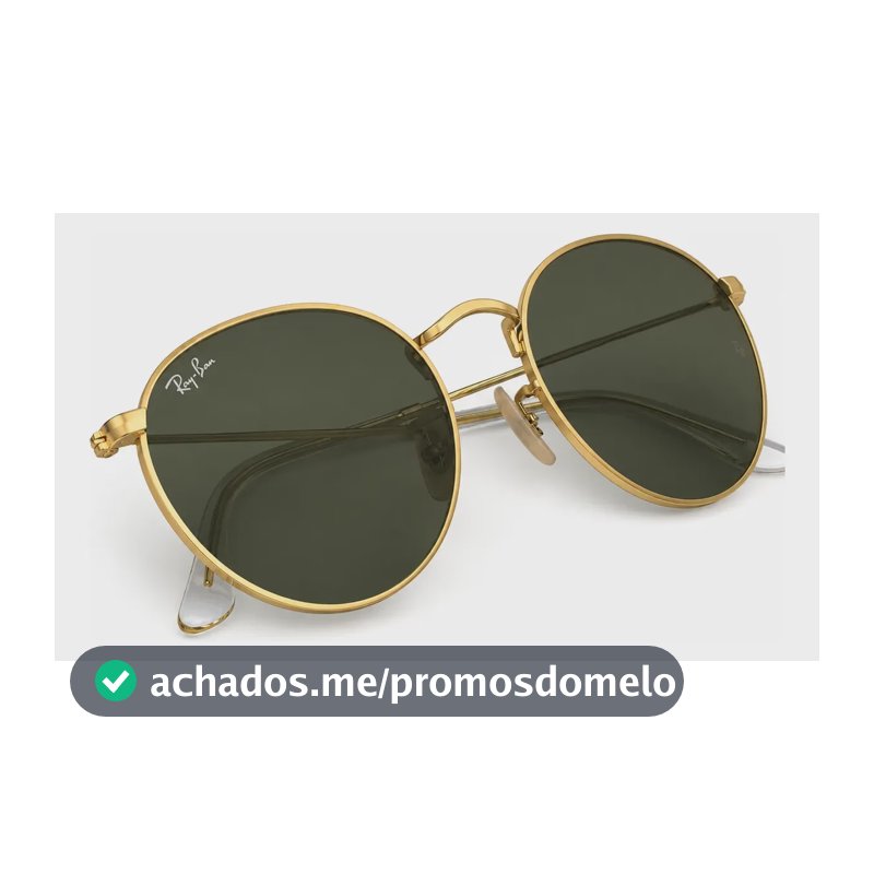 Óculos De Sol Rb3447 Round Redondo Dourado Verde Metal Uv400 M=50mm