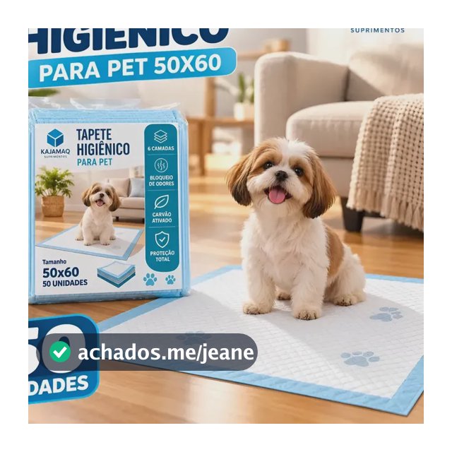 Tapete Higienico Cães Gato Pet 60x50 Absorção Rápida 50 Unid Branco Com As Bordas Azuis